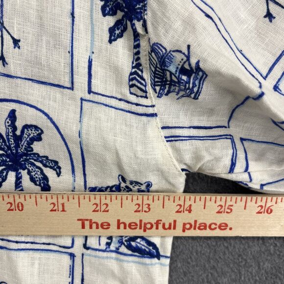 C&C California Top Womens XL 100% Linen Button Up Shirt Brach tropical cruise - Picture 8 of 16